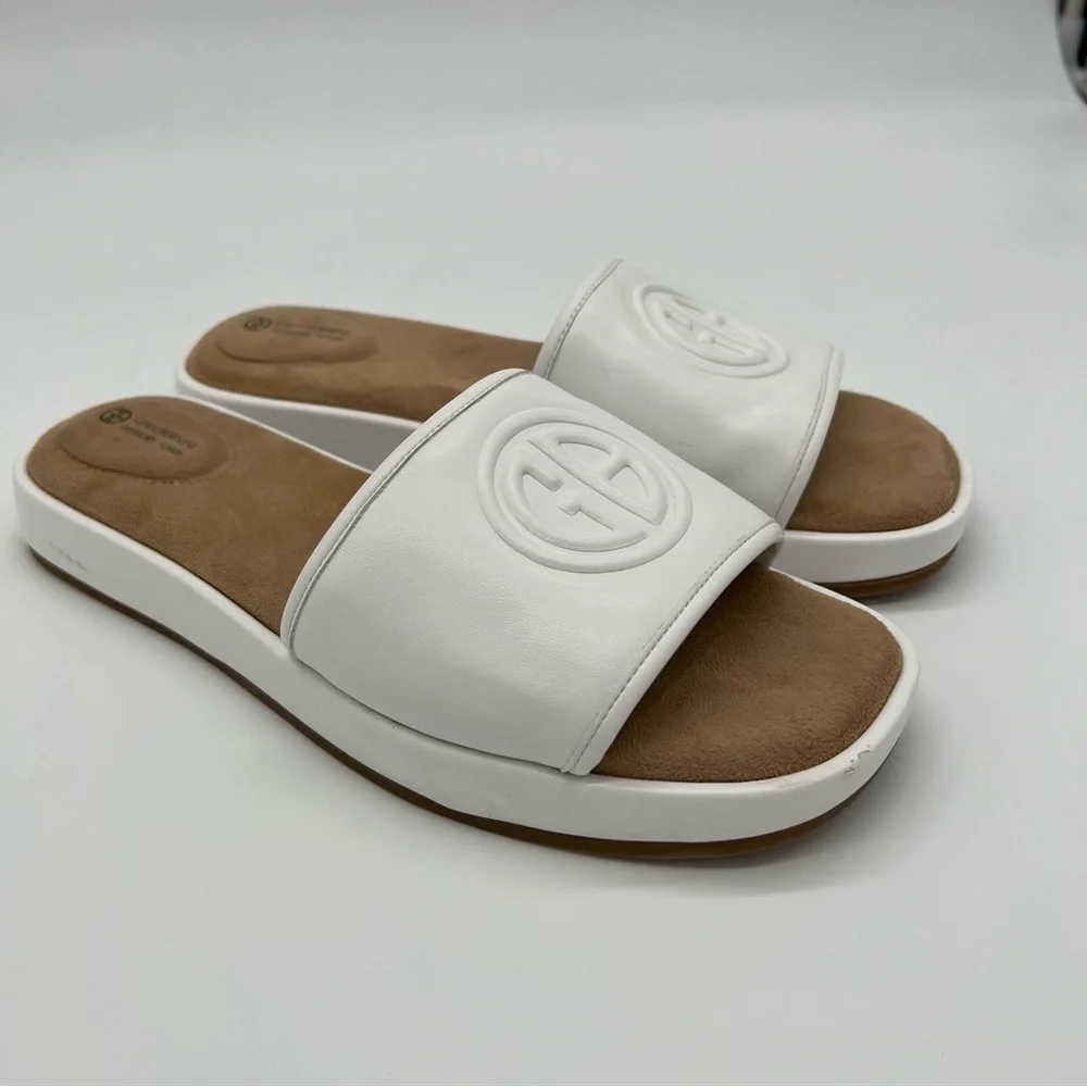 Giani Bernini White and Brown Slide Sandals